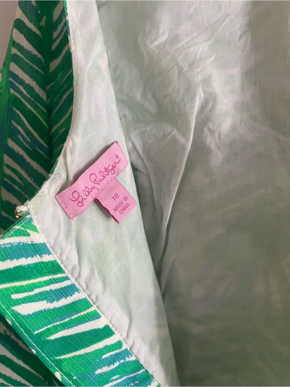 Lilly Pulitzer Green and Navy Palm-Print Sleeveless Dress - Picture 2 of 3